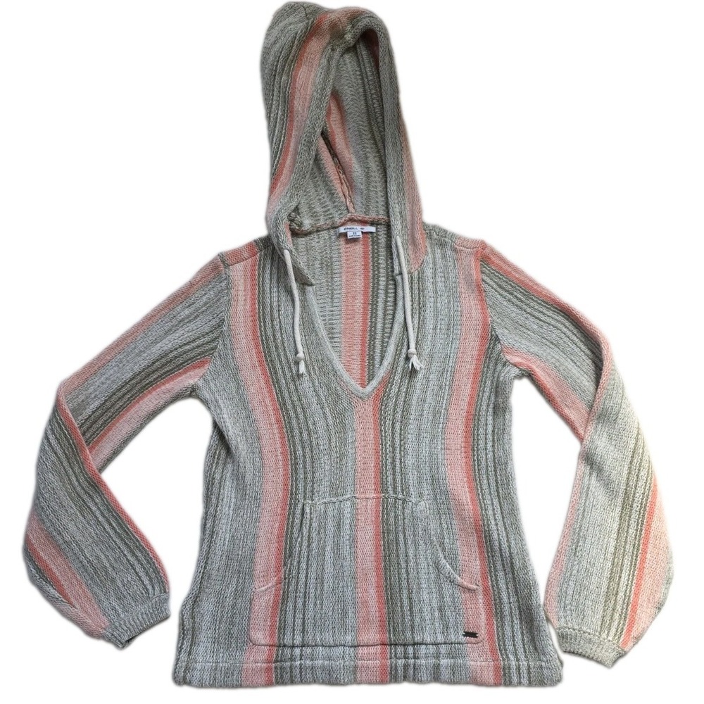 O'Neill Campfire Knit Pullover Beach Baja Hoodie Striped Sweater Women's XS